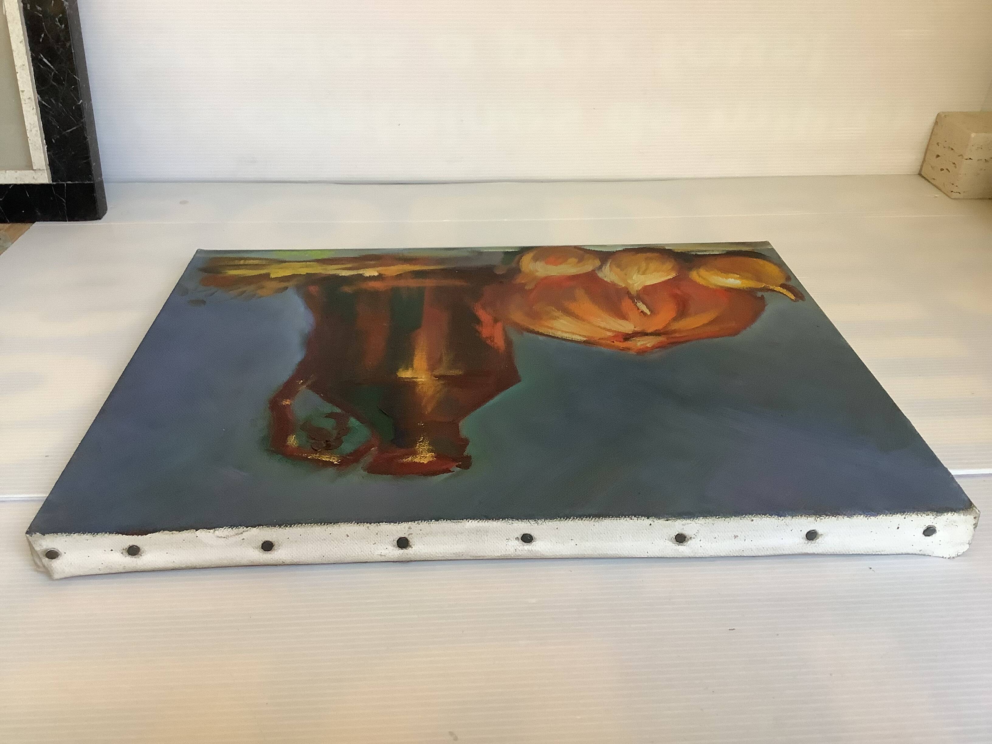 Still life painting oil on canvas signed