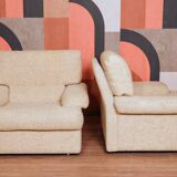 2 minimalist beige armchairs, 1970