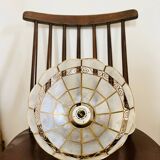 Pendant lamp in mother-of-pearl and vintage brass