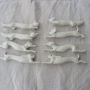 Set of expensive rests in faience in the shape of animal dog rabbit cat fox