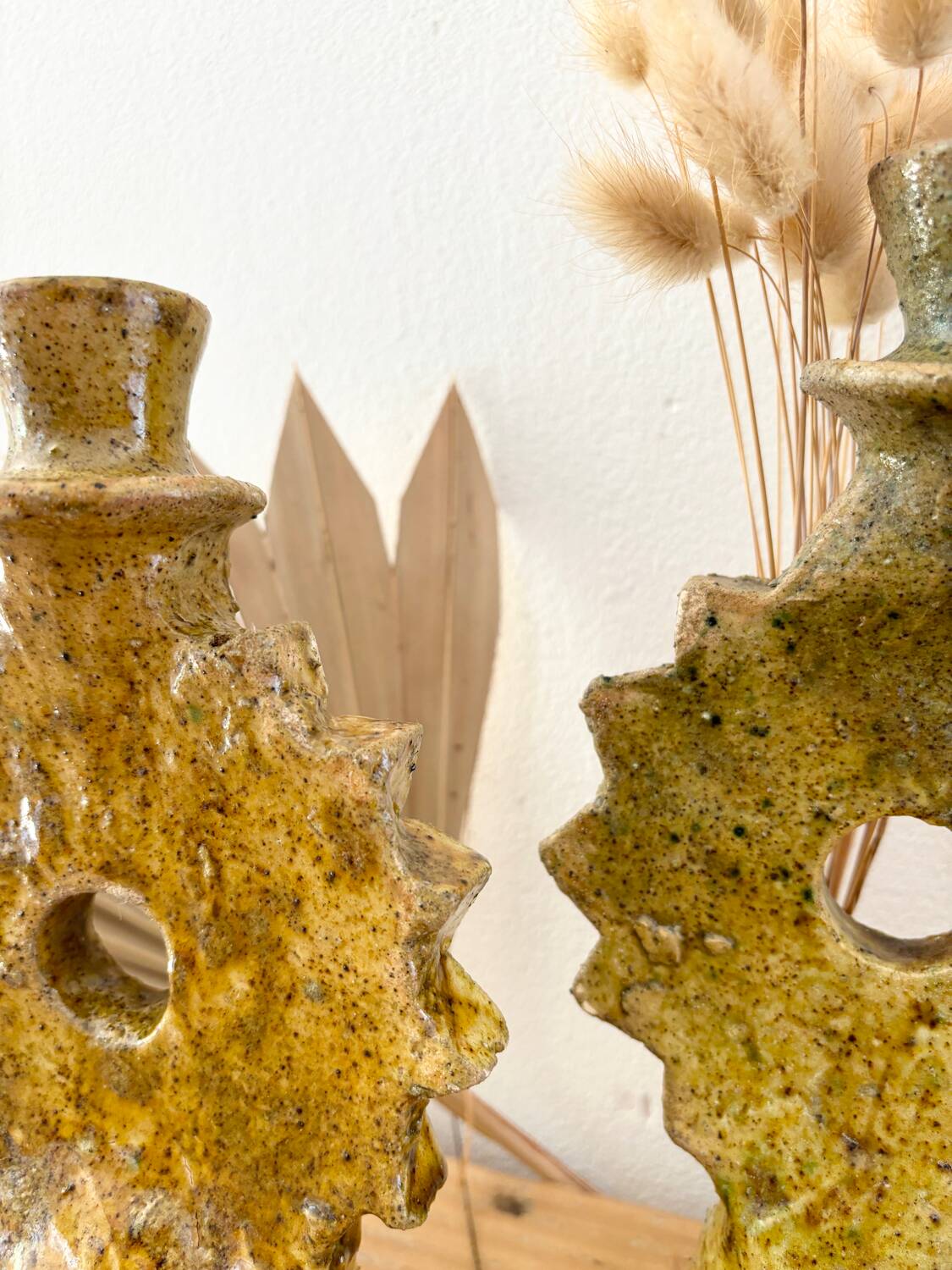 Yellow terracotta candle holder