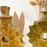 Yellow terracotta candle holder