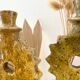Yellow terracotta candle holder
