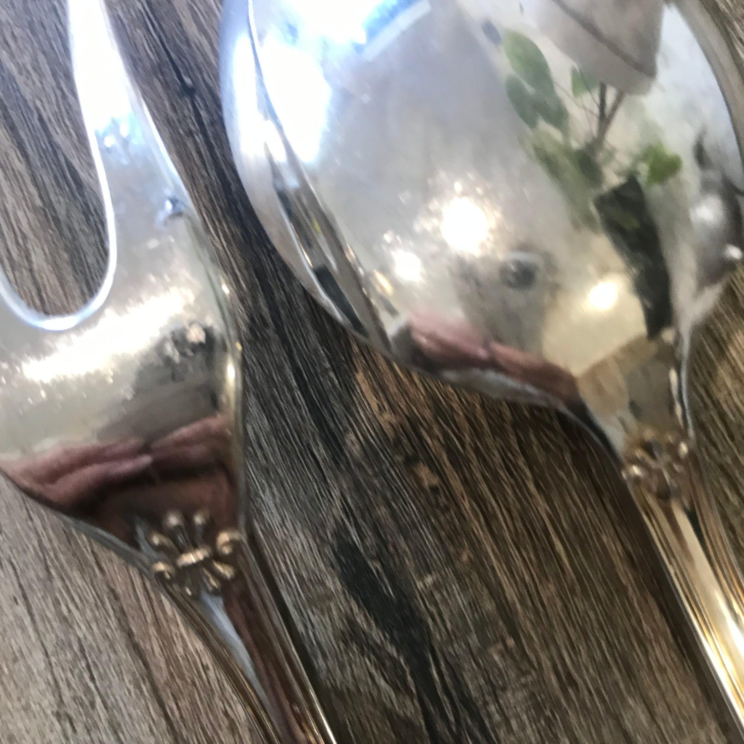 Pair of silver service cutlery