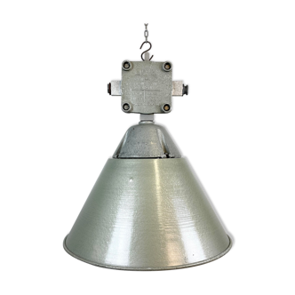 Industrial explosion proof lamp with aluminium shade from polam, 1970s