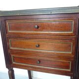 Old pair bedside table style Louis XVI mahogany marble