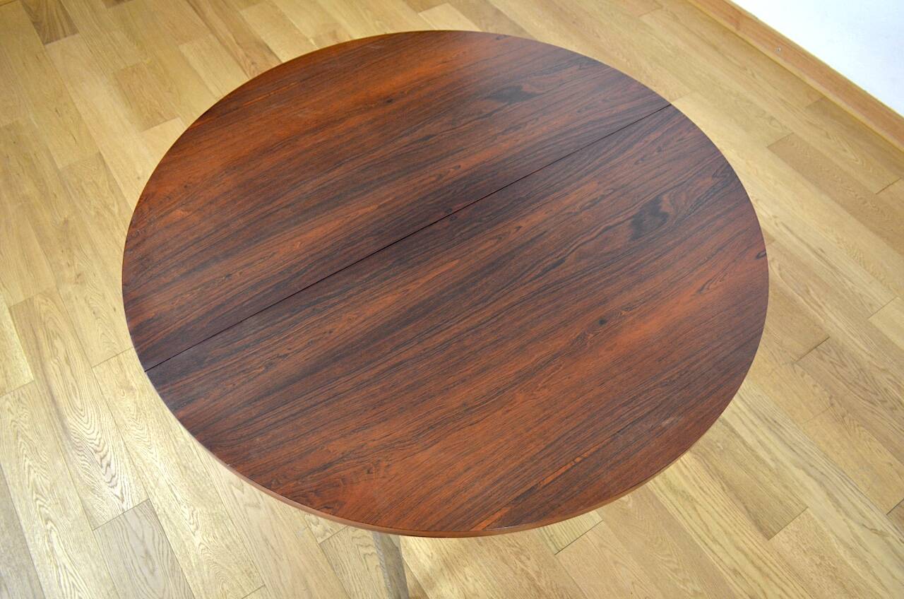 Table de repas en palissandre et chrome 1960