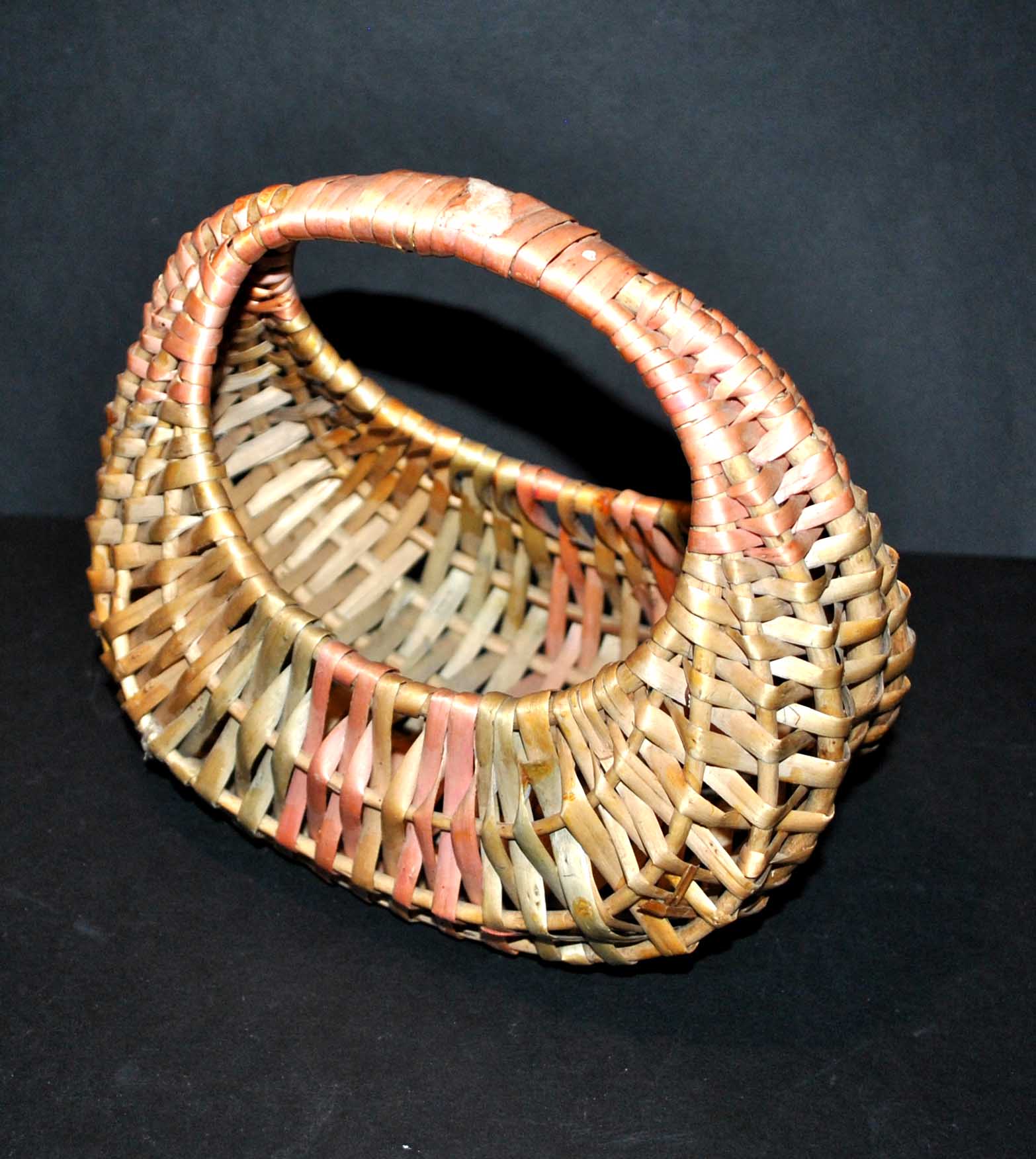 Gondola basket in wicker rattan braided vintage small model