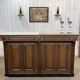 Bar counter in oak, zinc, and white marble from the early 20th century.
