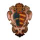 Ancient baroque coat of arms Pasqui in poplar, Florence, 18th century