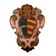 Ancient baroque coat of arms Pasqui in poplar, Florence, 18th century