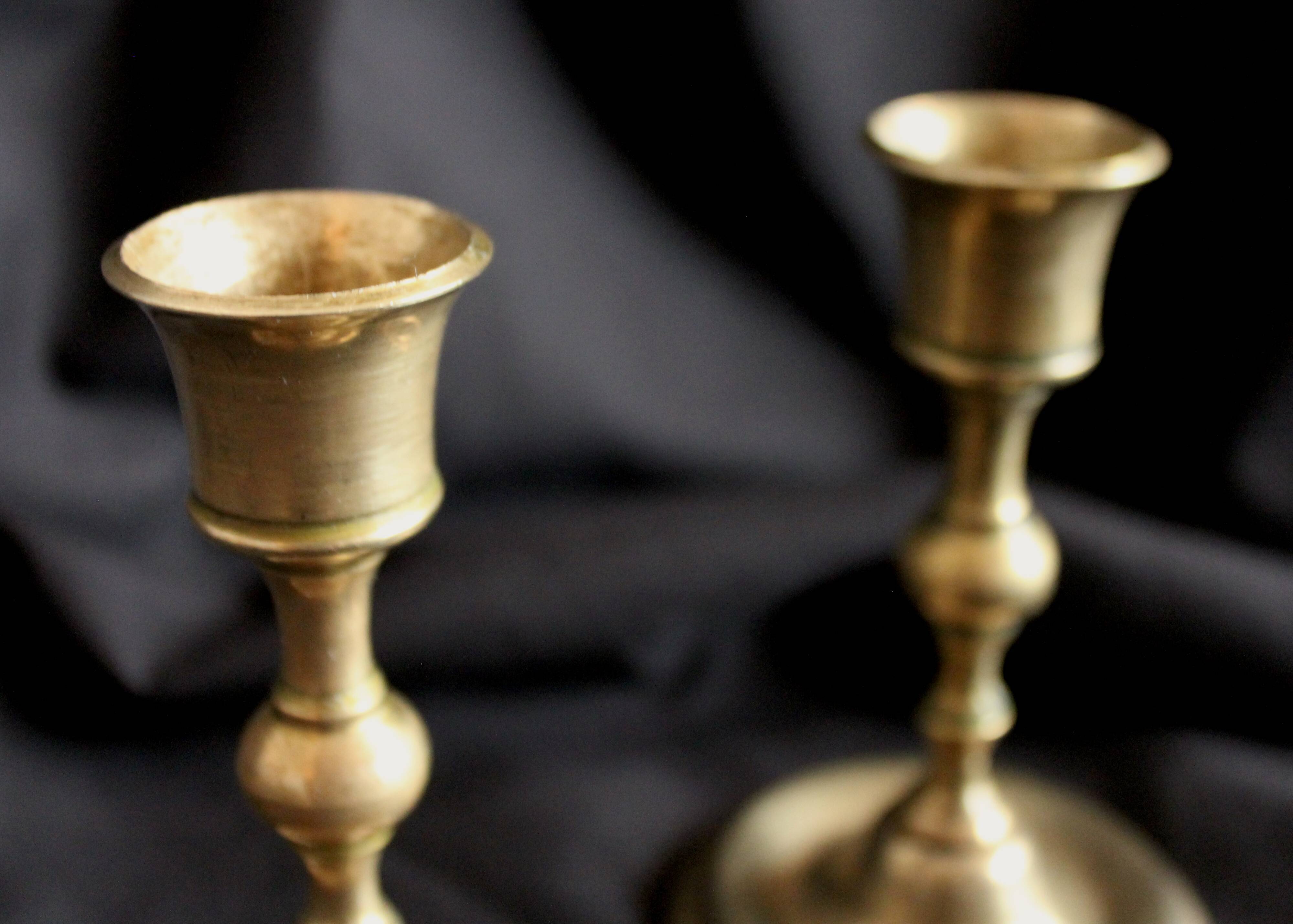 Pair of brass candle holders