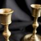 Pair of brass candle holders