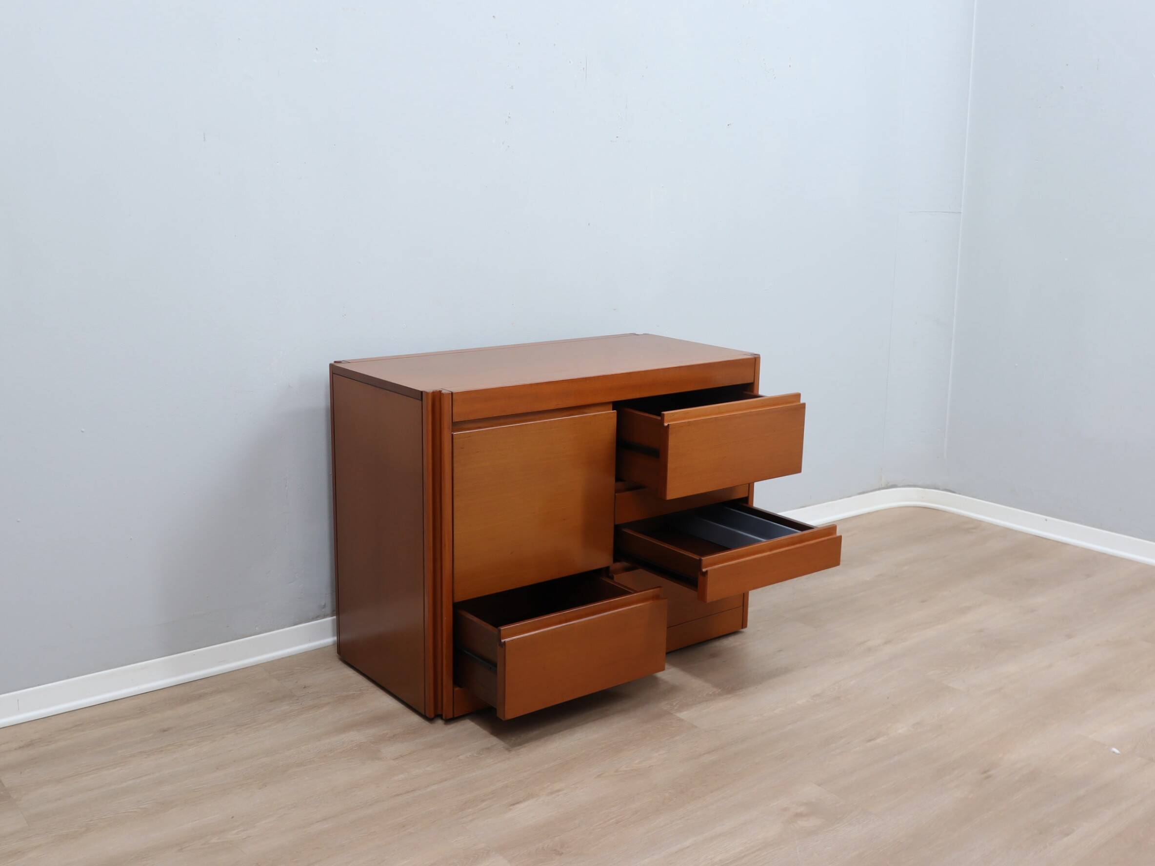 1970s Italian walnut Angelo Mangiarotti 4D series cabinet bar