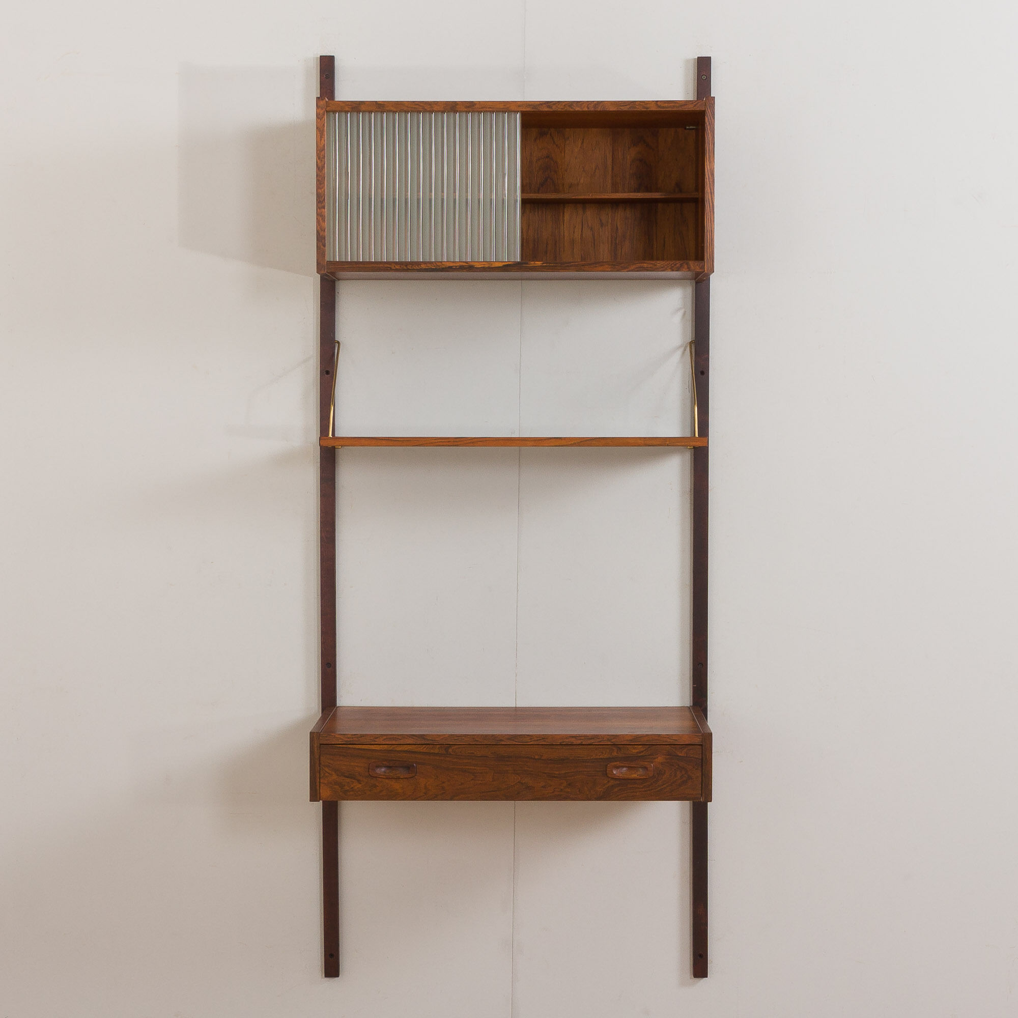 Preben Sorensen Danish mid century rosewood  wall unit with floating desk, PS system,  Randers, 1960