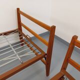 Pair of vintage stackable daybeds in oak wood and metal from the 60s