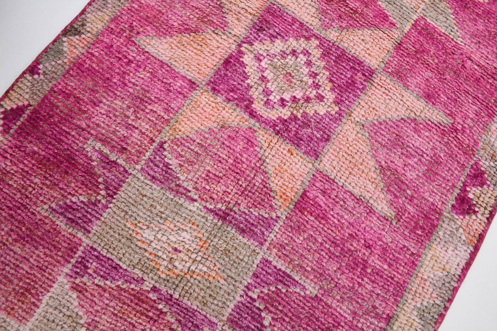 Pink Orange Turkish Runner Rug 100x302Cm