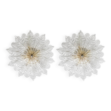 Set of 2 Amsterdam Palmetta, Italian Murano Glass Ceiling Light or Flush Mo
