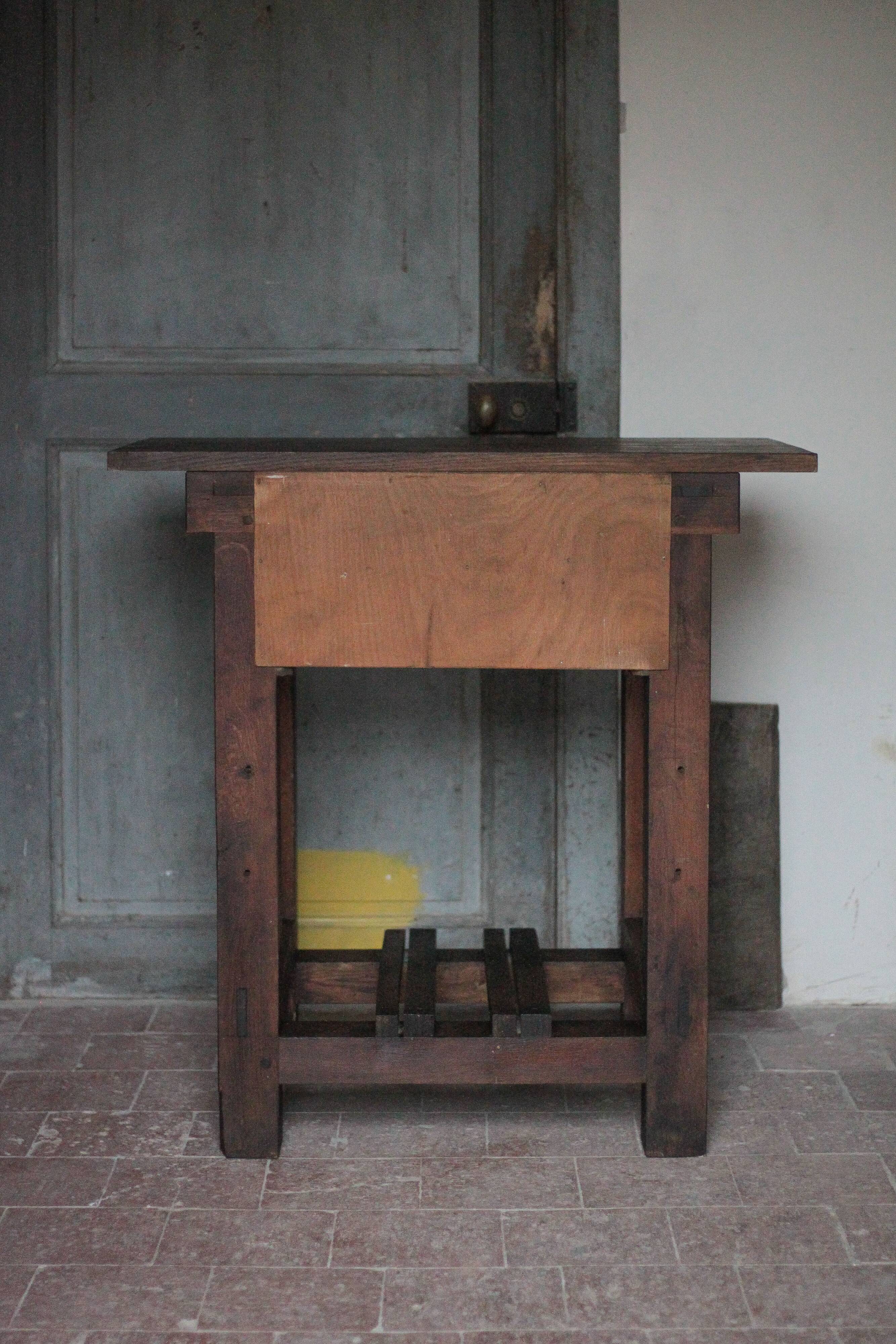 Vintage wooden sideboard, wooden kitchen furniture, furniture with drawer, storage.