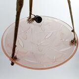 Bronze and glass pendant light with butterfly decoration, Degué, France, 1930