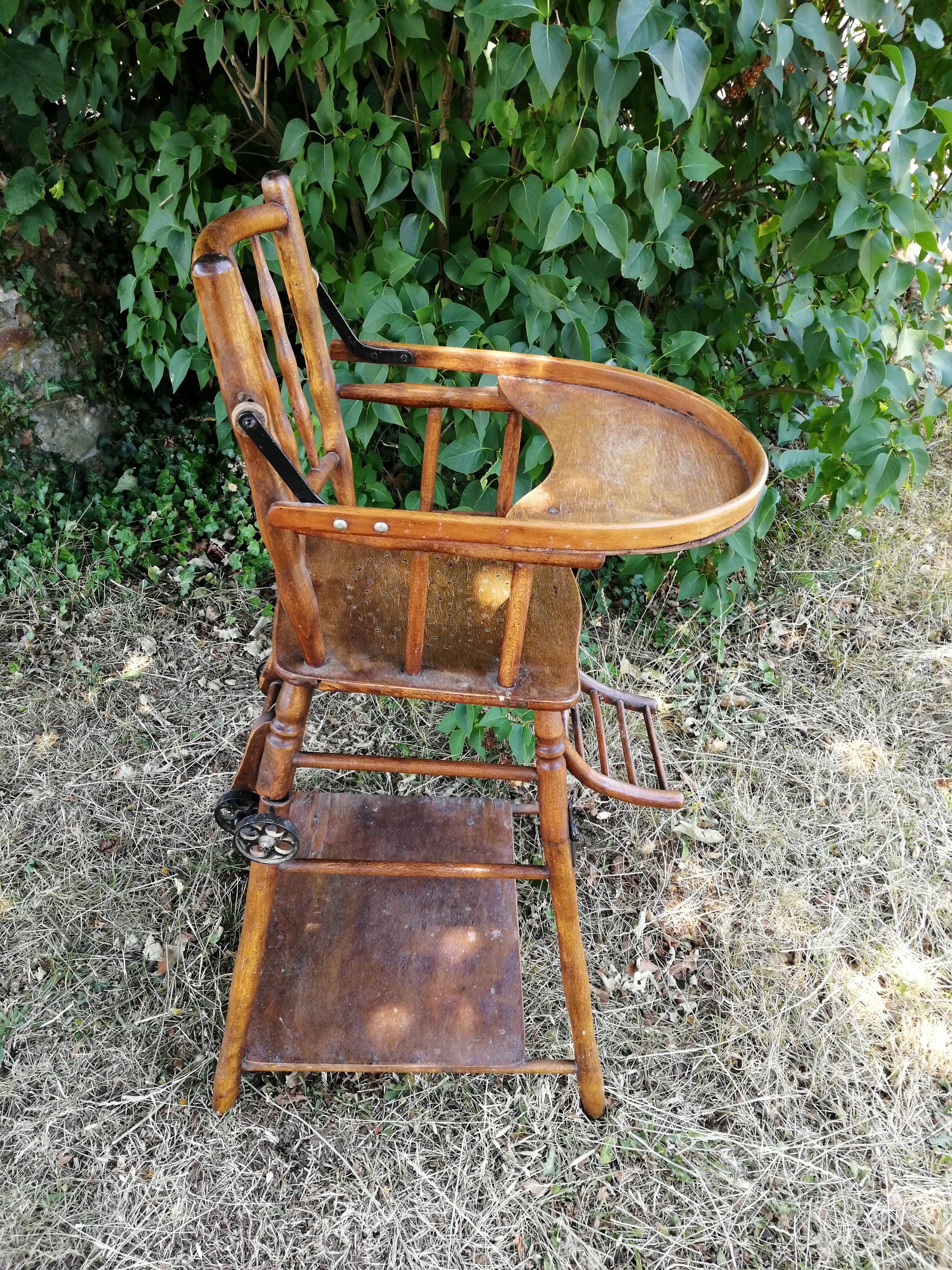 Antique folding high chair