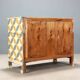 Antique Umbertino chest of drawers in walnut and fir, 4 drawers, 19th century.
