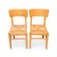 2 vintage beech chairs, straw seats