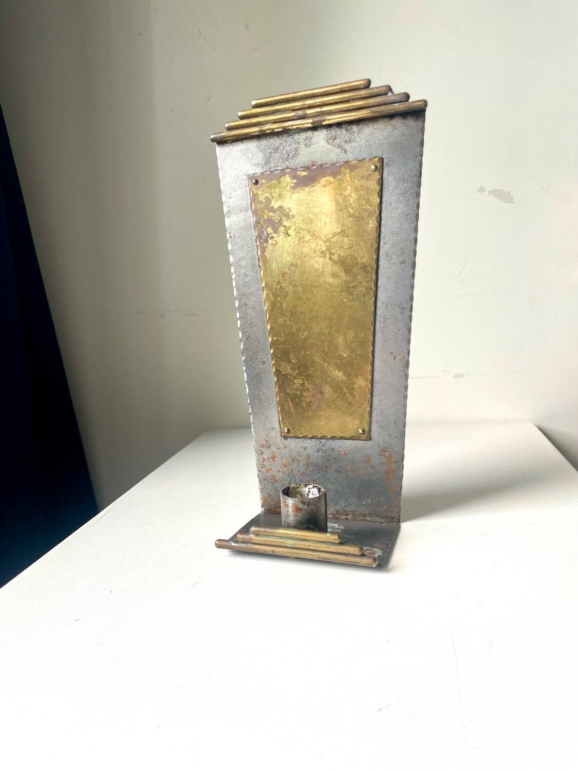 Art Deco metal & Brass Wall Candle Sconce