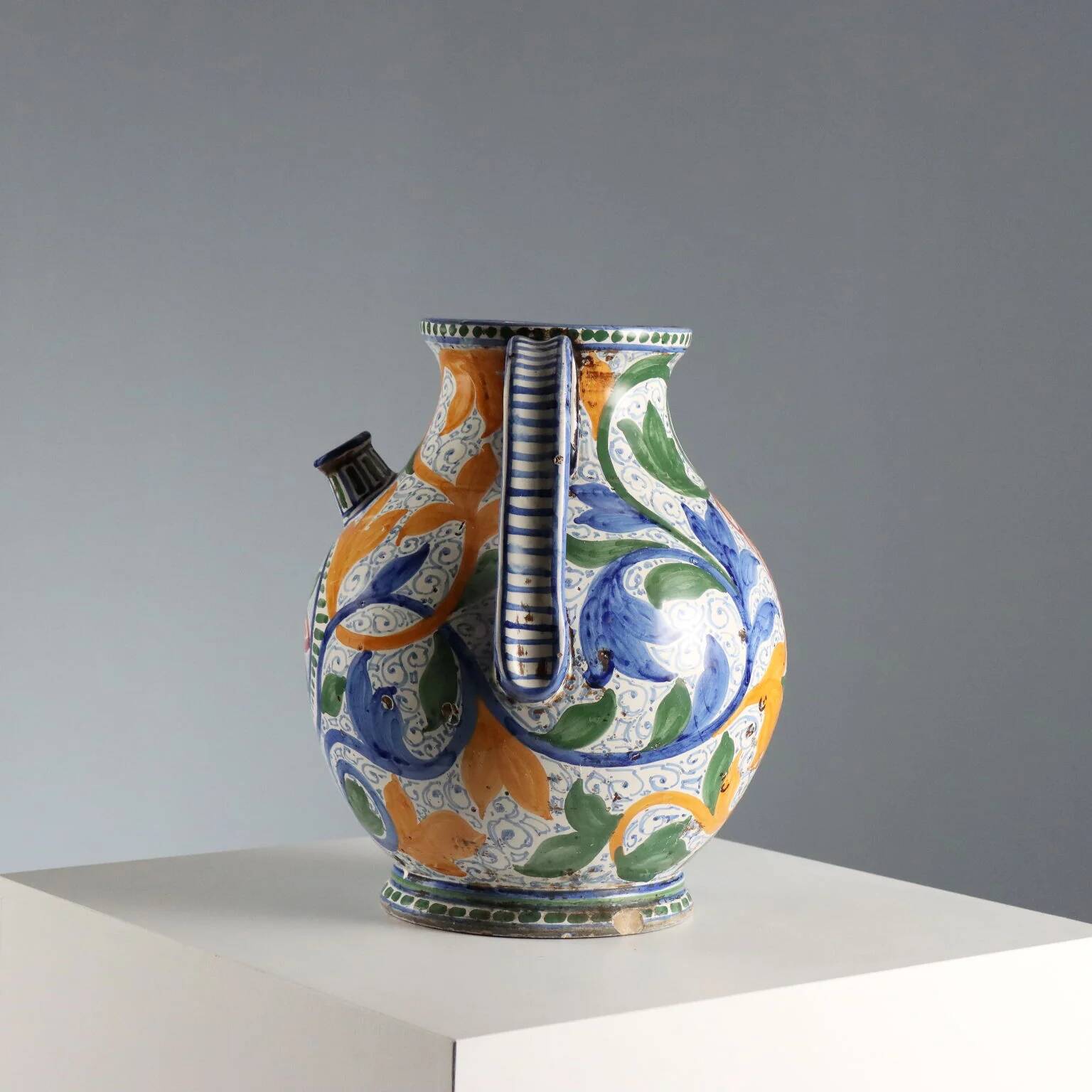 Ancient amphora in hand-painted majolica, Italy, 20th century