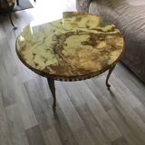 Marble and brass side coffee table