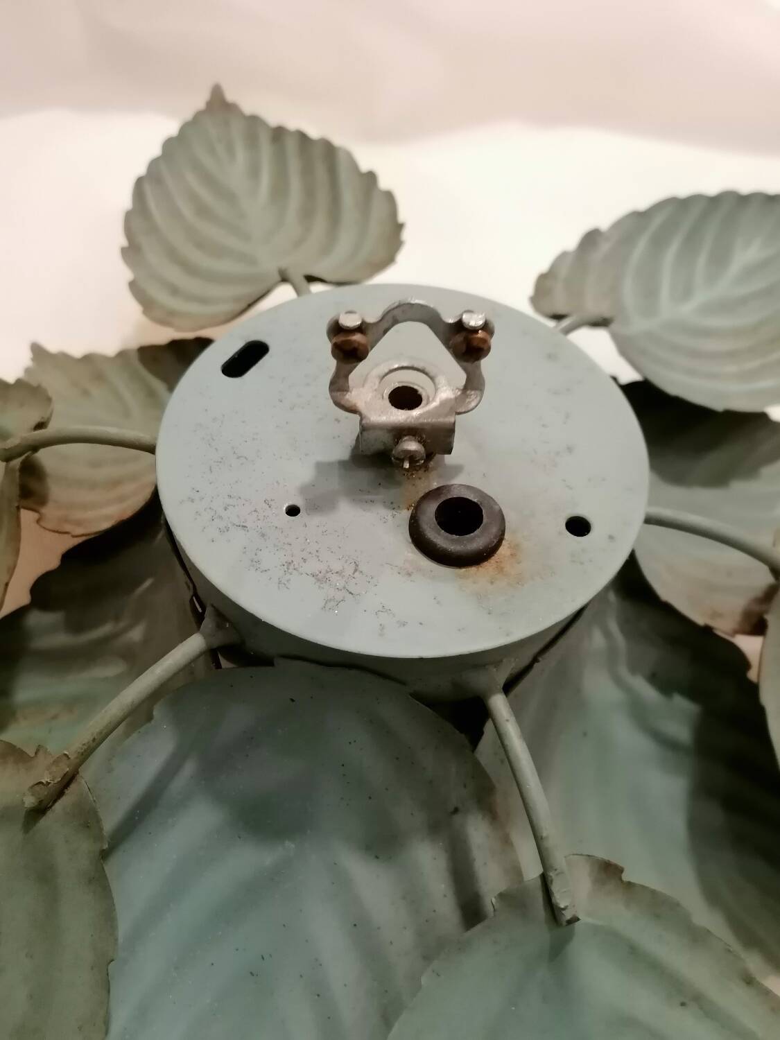 Green and gold Masca flower wall or ceiling light - Circa 1970