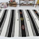 Tapis de chanvre blanc et noir 6x13, 202x404cm