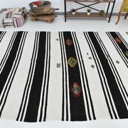 Tapis de chanvre blanc et noir 6x13, 202x404cm