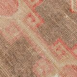 Tapis Couloir Vintage Turc, Rouge, Marron Fané & Crème Géométrique, 85x300