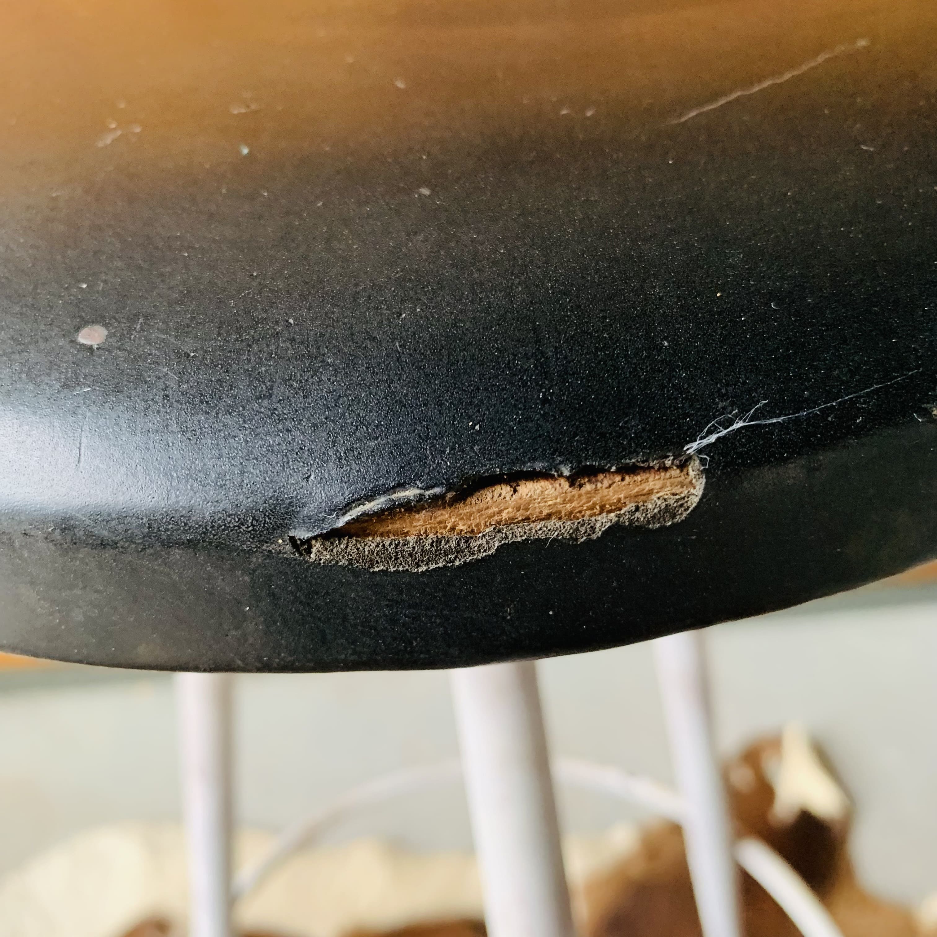 2 high stools metal imitation black leather