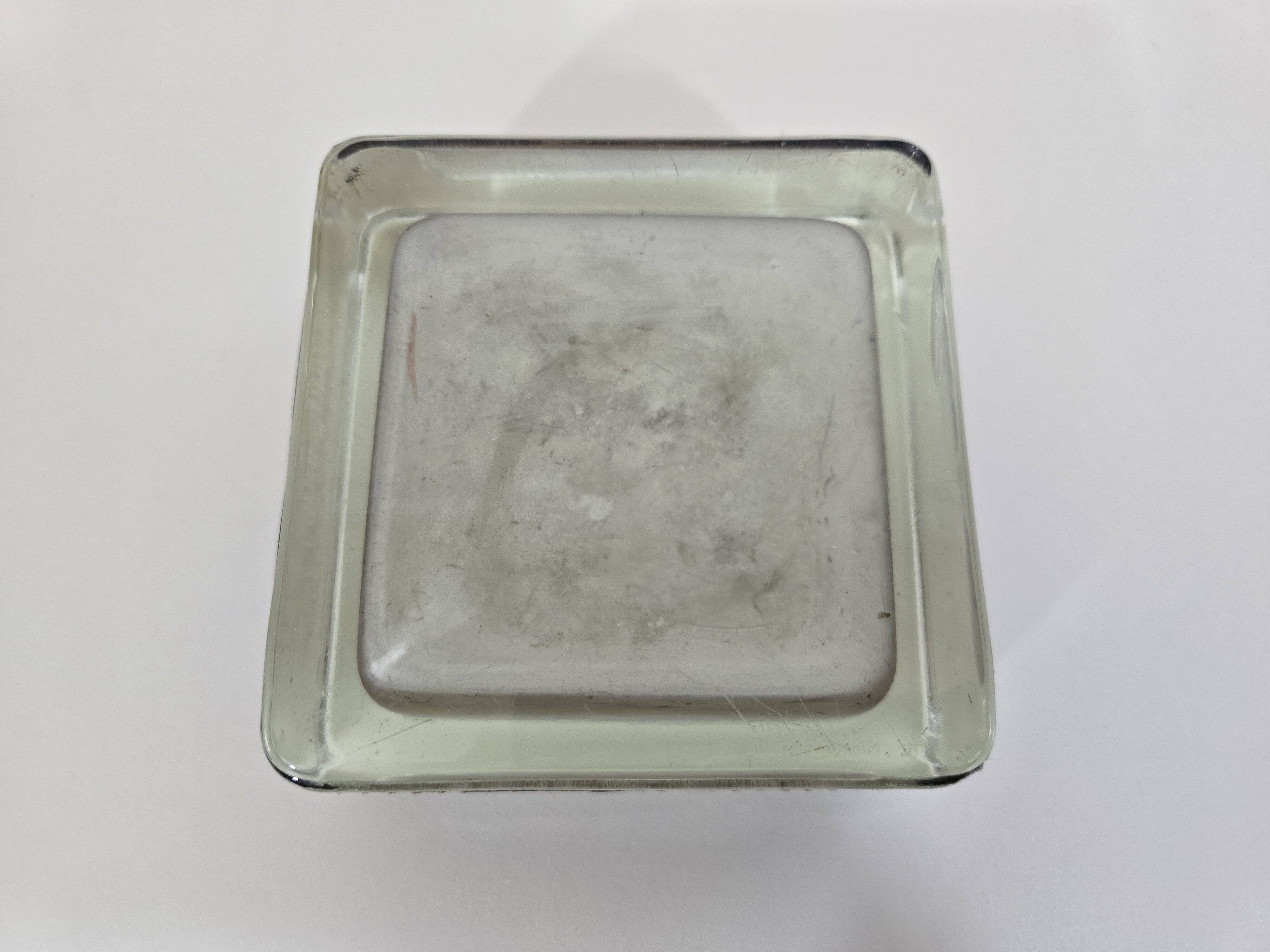 bowl empty pockets in glass with saddle-stitched leather