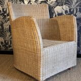 Vintage wicker armchair dlg Loom