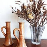 Pair of vintage stoneware candlesticks
