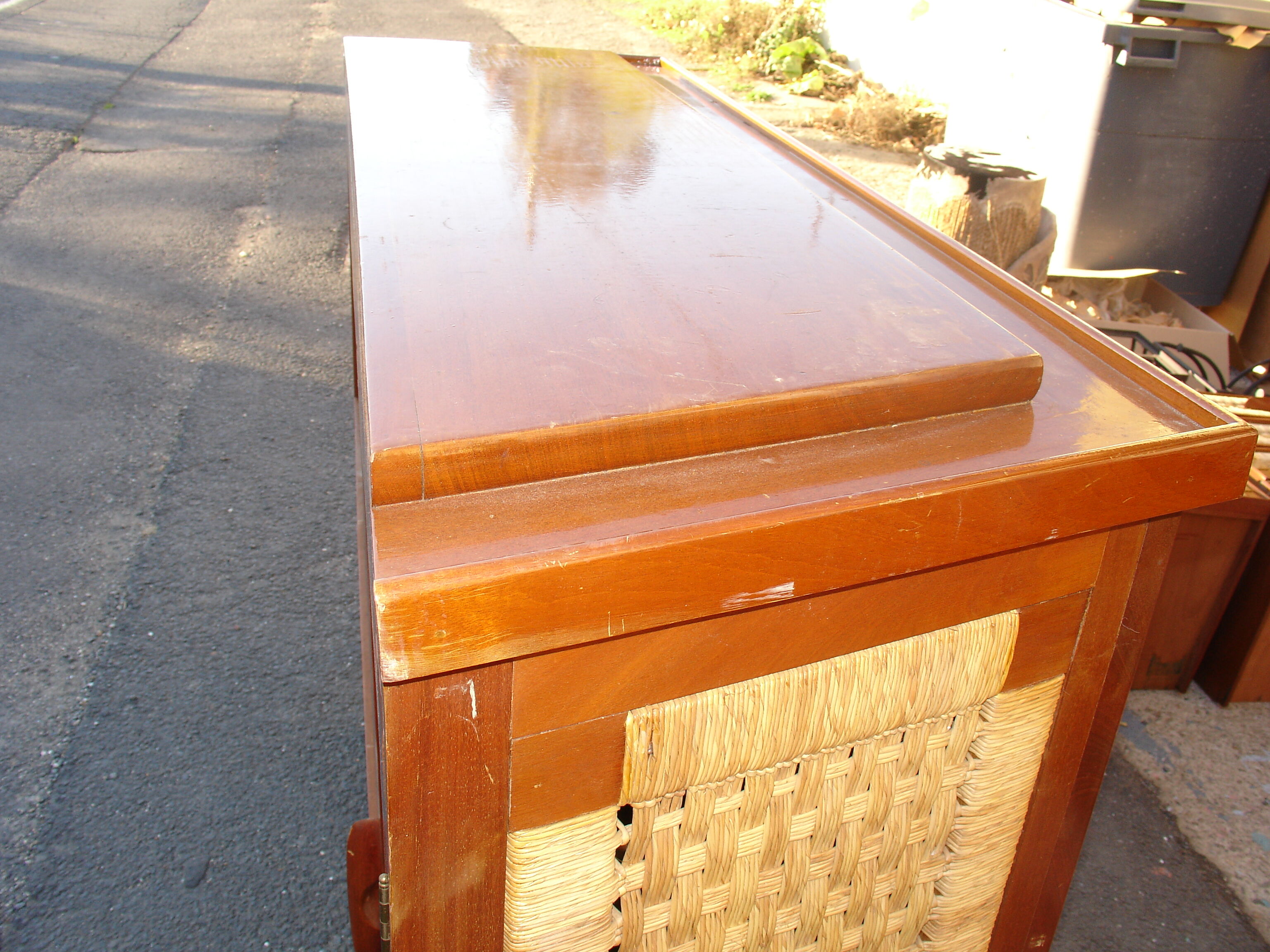 Mahogany and straw bar, made in Mexico around 1950