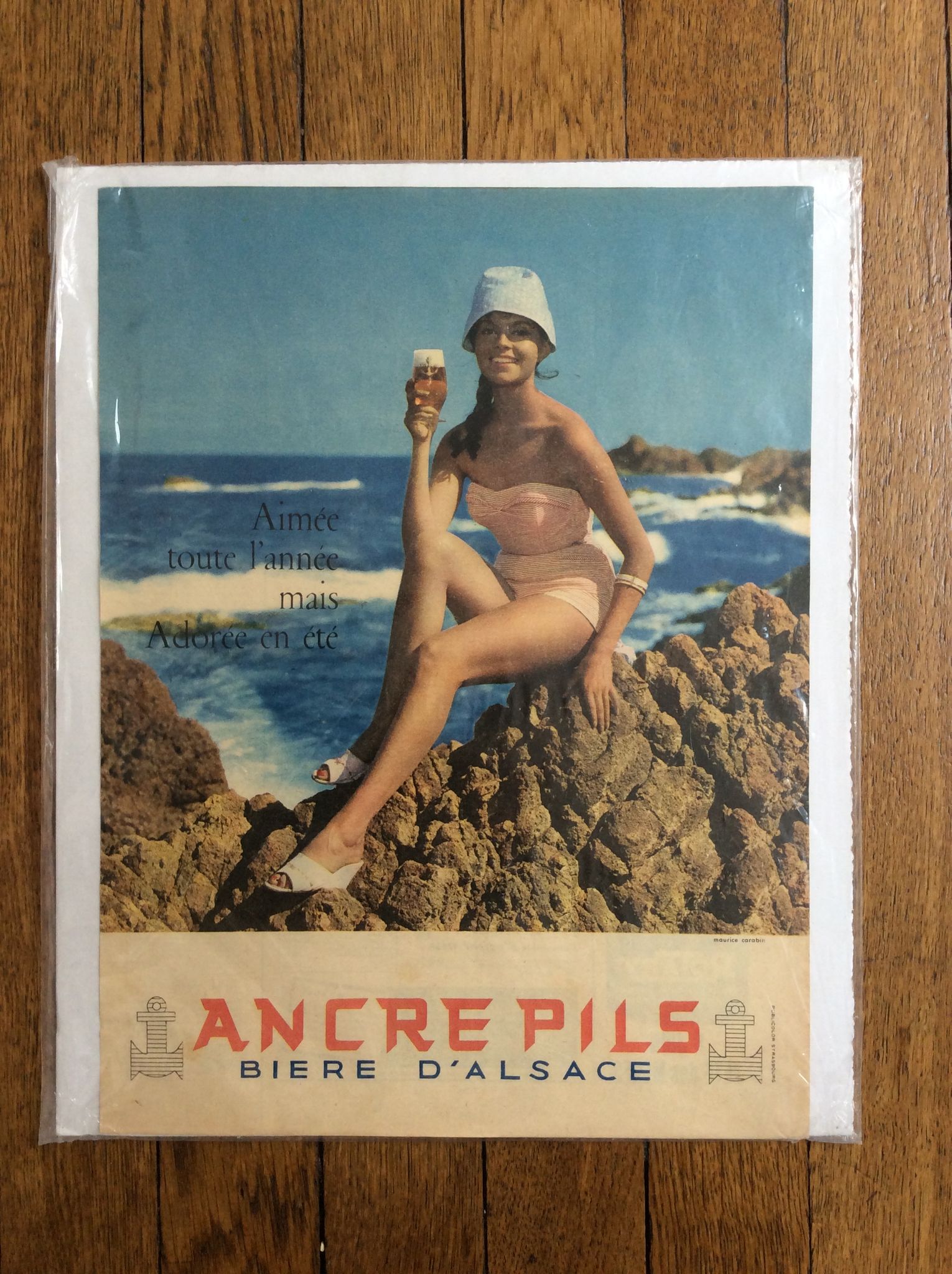 Lot of 2 old posters advertising beer vintage anchor Pils