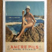 Lot of 2 old posters advertising beer vintage anchor Pils
