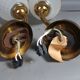 Pair of wall sconces frosted glass & brass 50