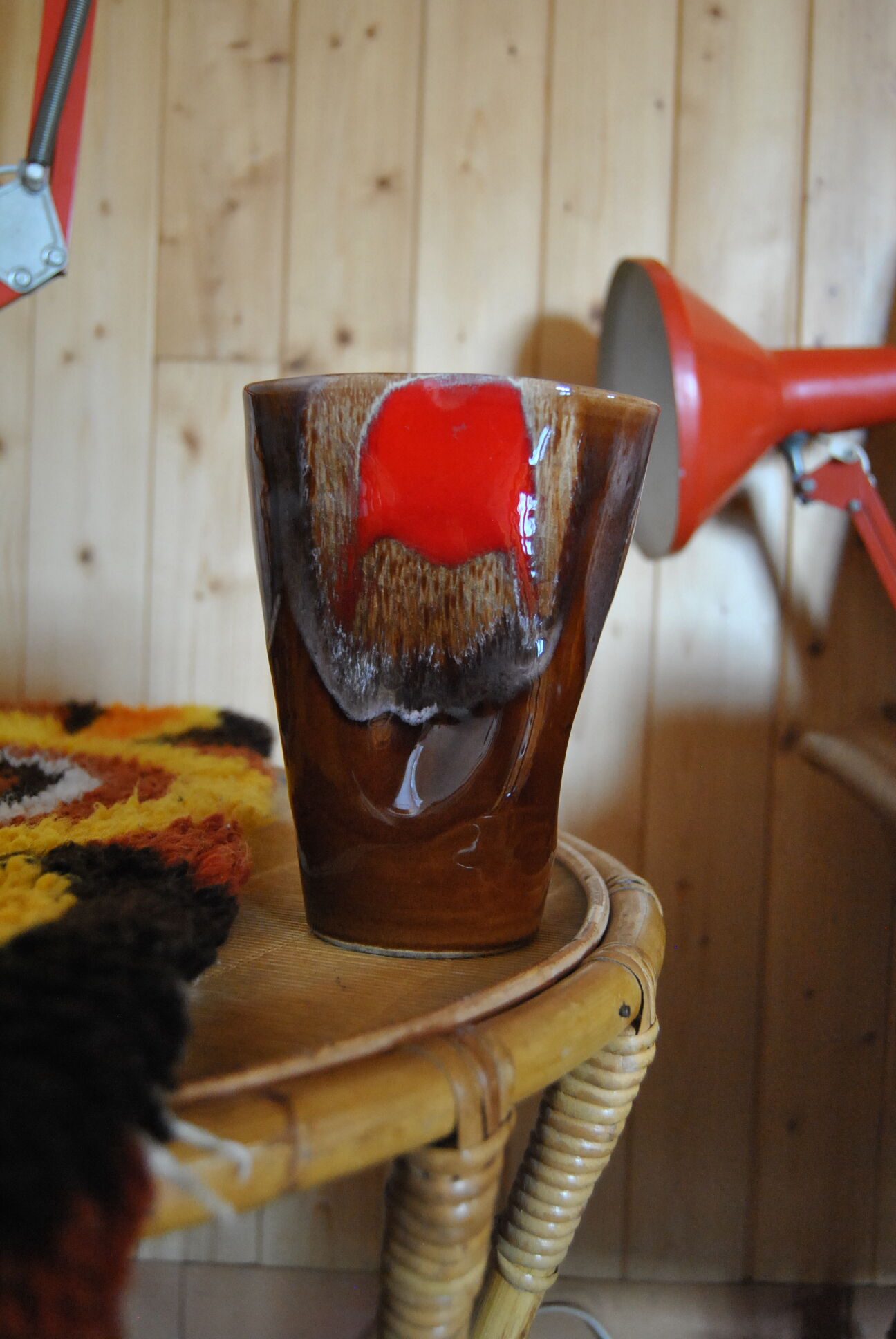 Vallauris vase brown/red - 70s - authentic vintage