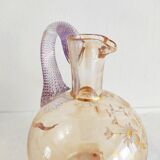Glass pitcher decorated with 19th century flowers