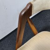 Vintage velvet teak arm chair