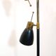 Large 3-light floor lamp in metal, brass and solid wood, 197cm.