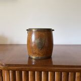 Mid-century brown oak ice bucket, Italy 1950s
