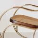 1970s Thonet-Style Rocking Chair, Brass & Wicker