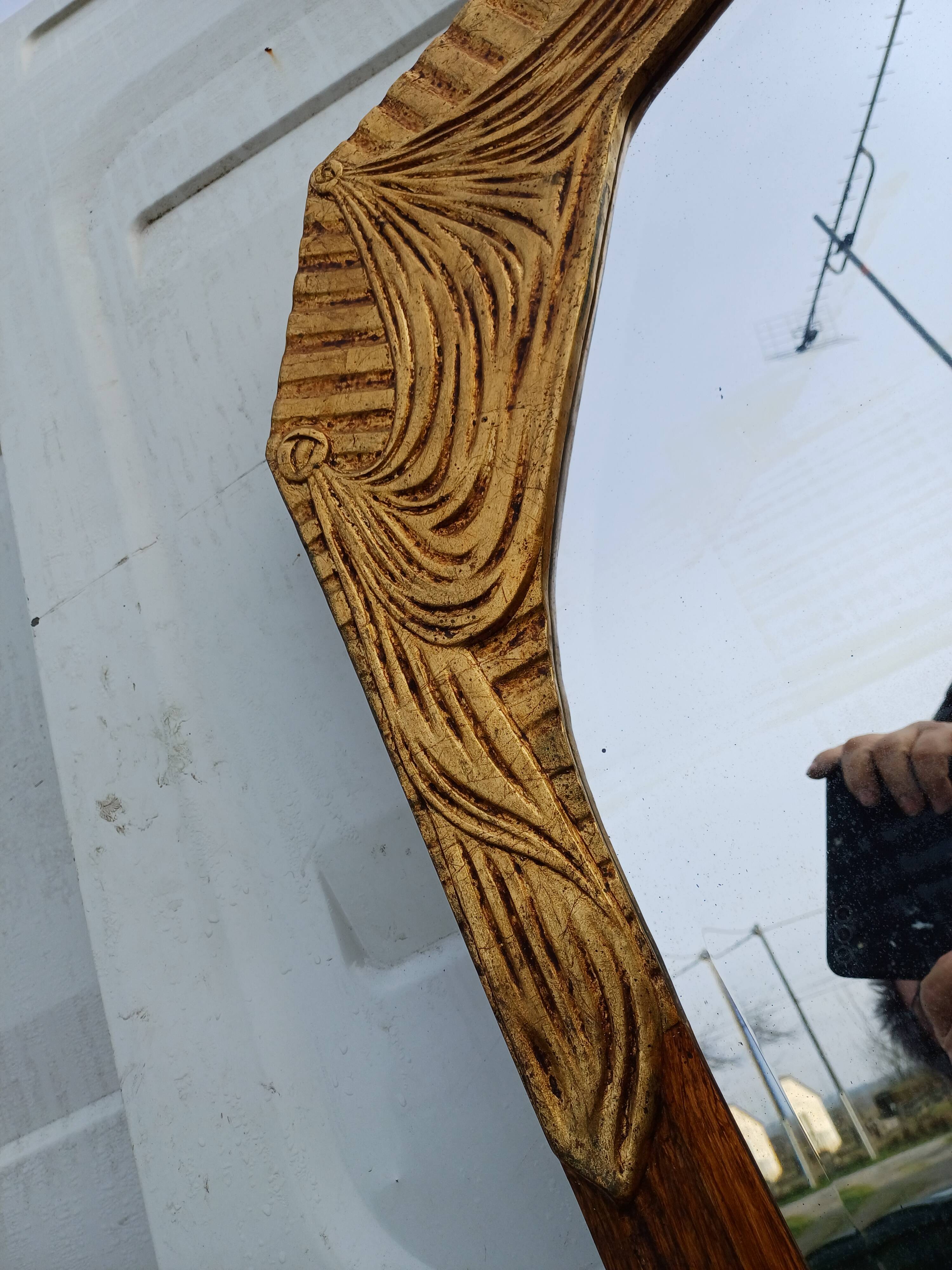 Art Deco Mirror Wood and Gold Stuk