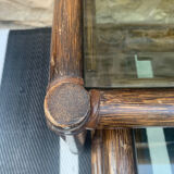 Rattan bamboo and glass nesting table